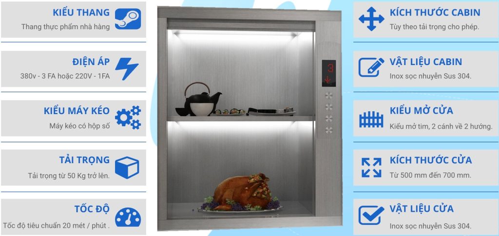 Thang máy tải thực phẩm nhà hàng